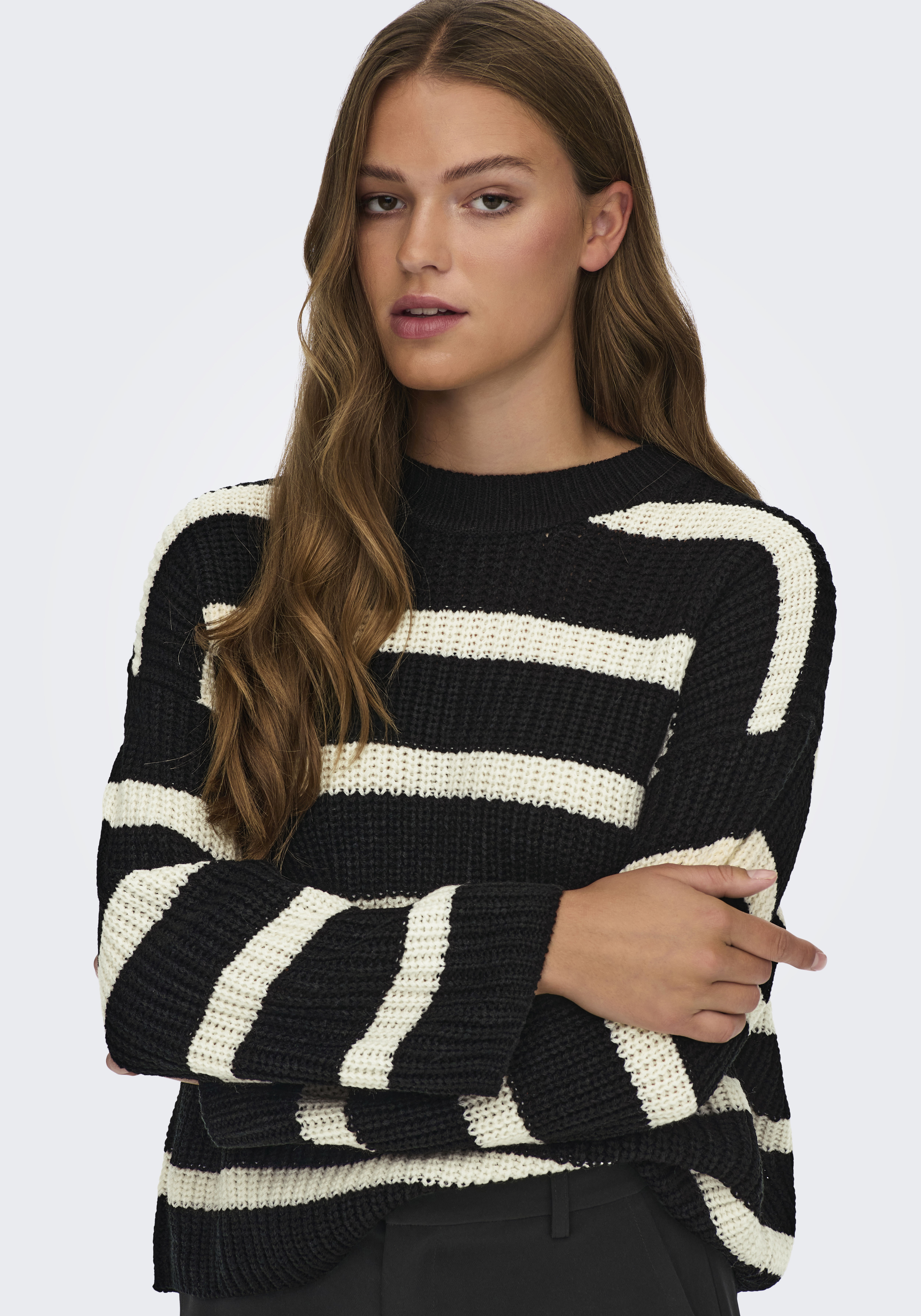 JACQUELINE de YONG Strickpullover Gestreifter Strick Pullover Rundhals JDYJ günstig online kaufen