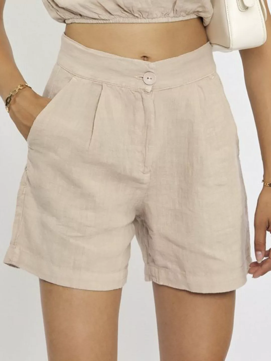 Freshlions Shorts Freshlions Leinen Short Beige XS günstig online kaufen