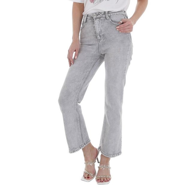 Ital-Design High-waist-Jeans Damen Freizeit Stretch Bootcut Jeans in Hellgr günstig online kaufen