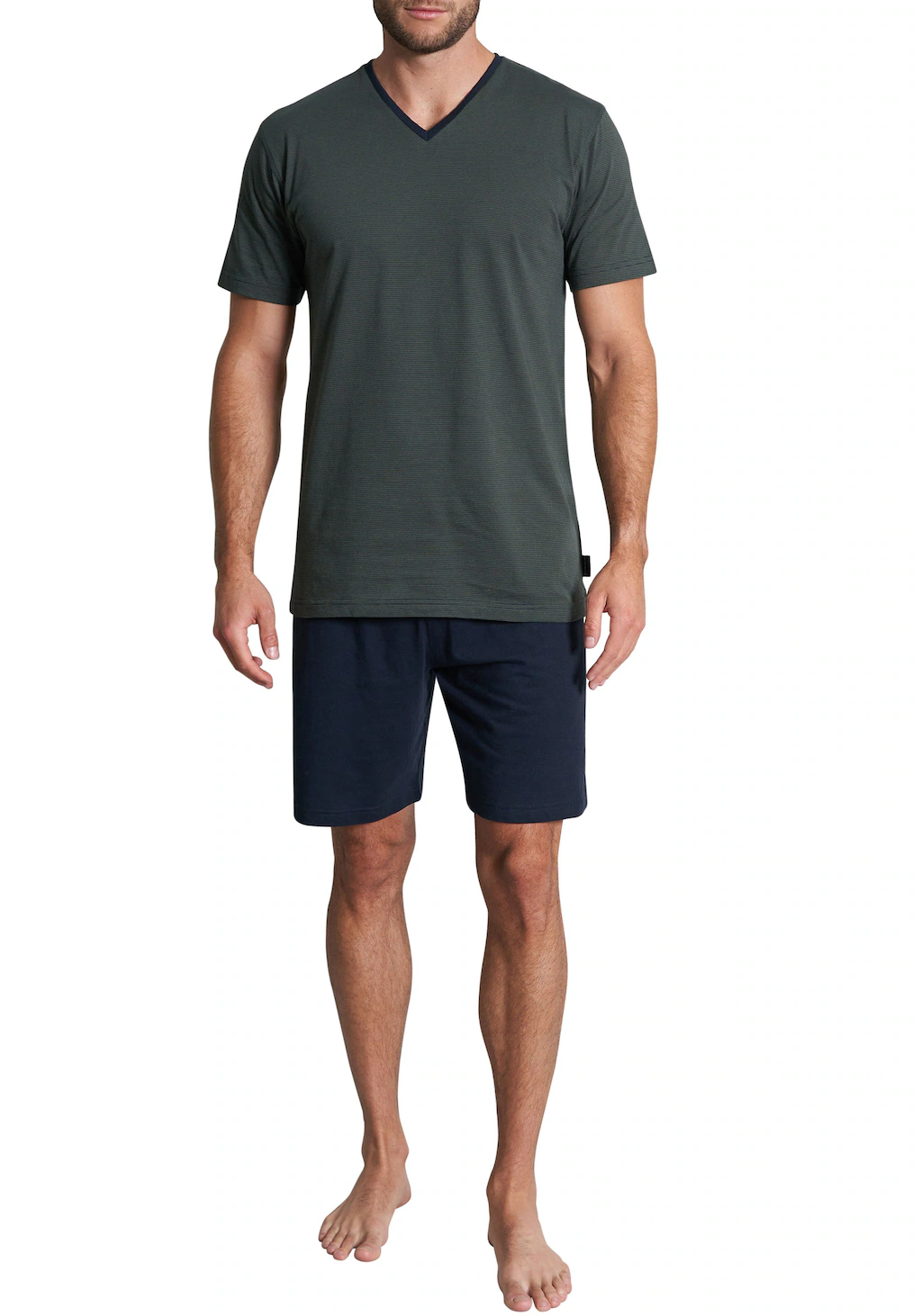 TOM TAILOR Shorty "Nevada", (2 tlg.), Streifendesign, Kurzarm, V-Ausschnitt günstig online kaufen