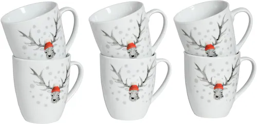 CreaTable Becher »Hirsch, Kaffeebecher, 6-tlg.«, (Set, 6 tlg.), Winterdekor günstig online kaufen
