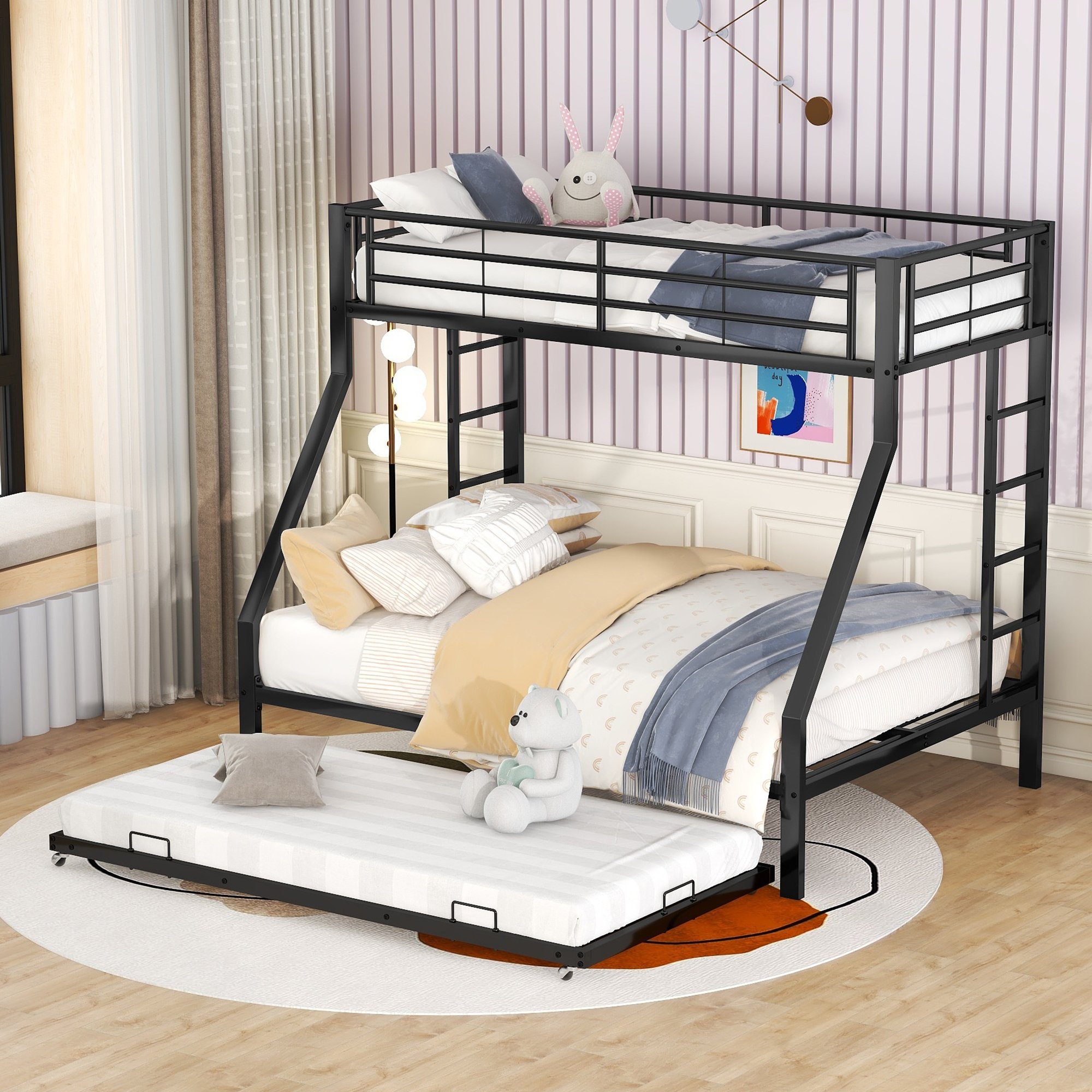 Flieks Etagenbett, Metallbett mit ausziehbarem Bett günstig online kaufen