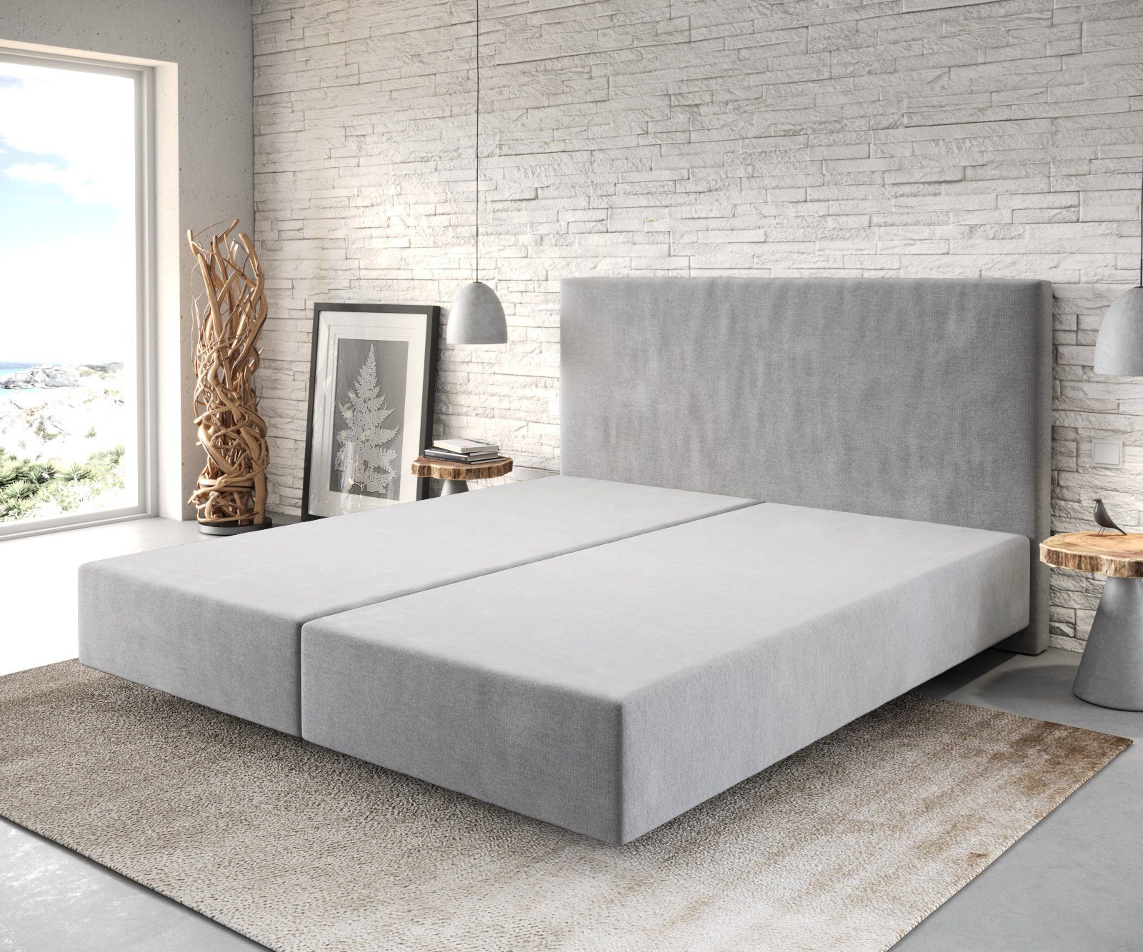 DELIFE Bettgestell Dream-Well, Mikrofaser Grau 180x200 günstig online kaufen