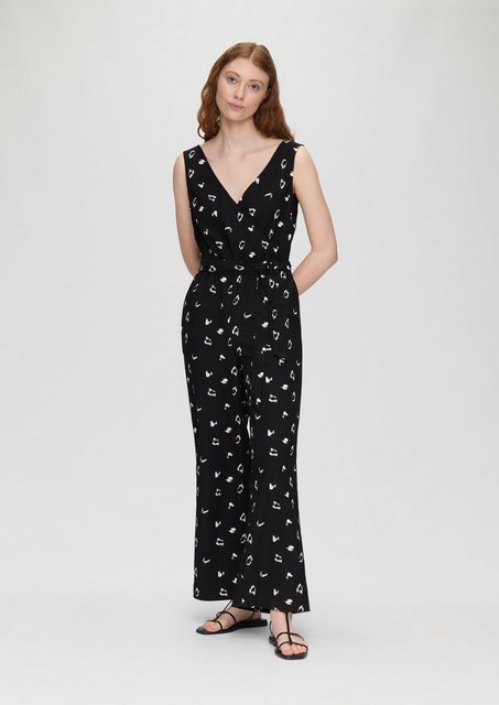 QS Overall Ärmelloser Jumpsuit mit Eingrifftaschen und Bindeband Gummizug günstig online kaufen