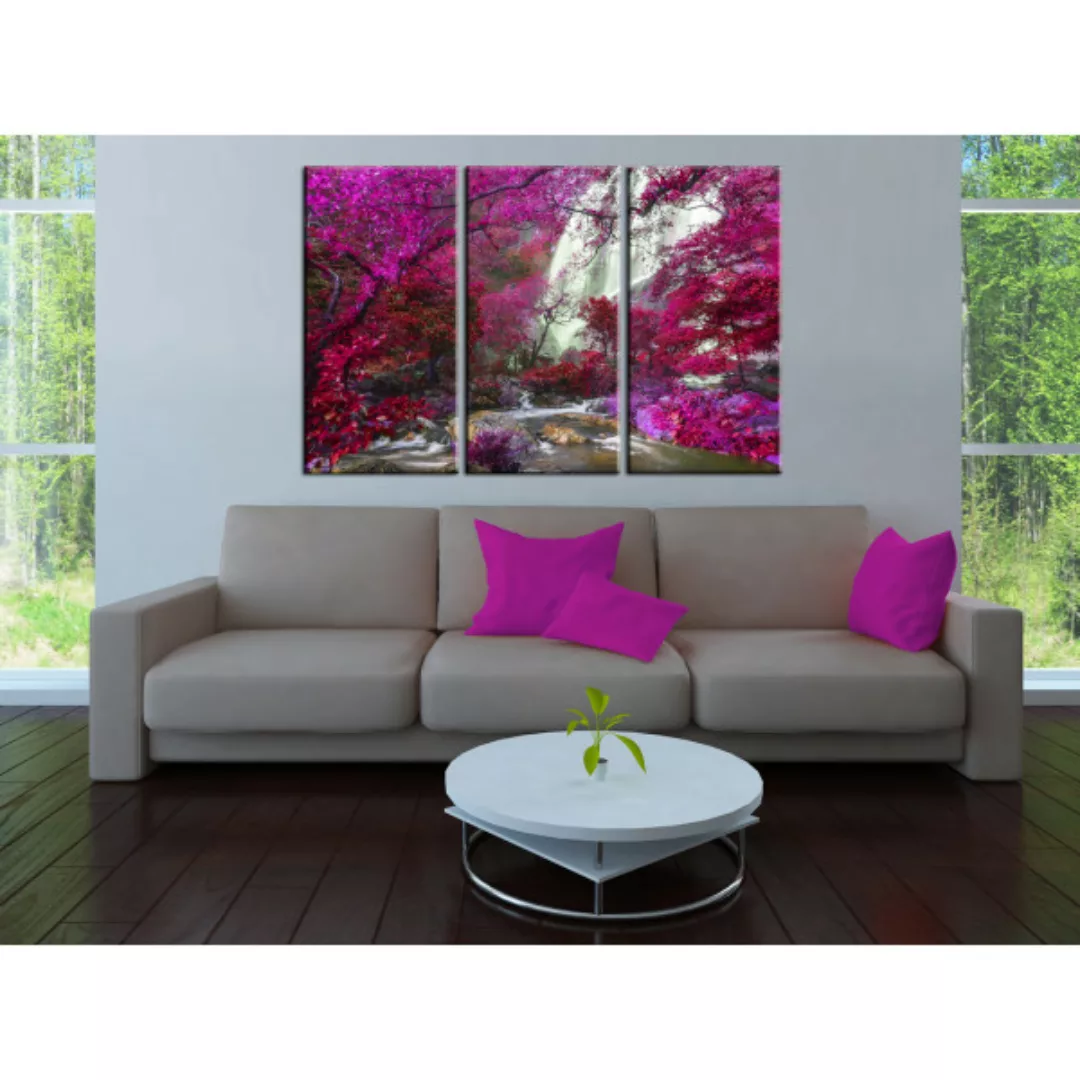 Leinwandbild Beautiful Waterfall: Pink Forest XXL günstig online kaufen