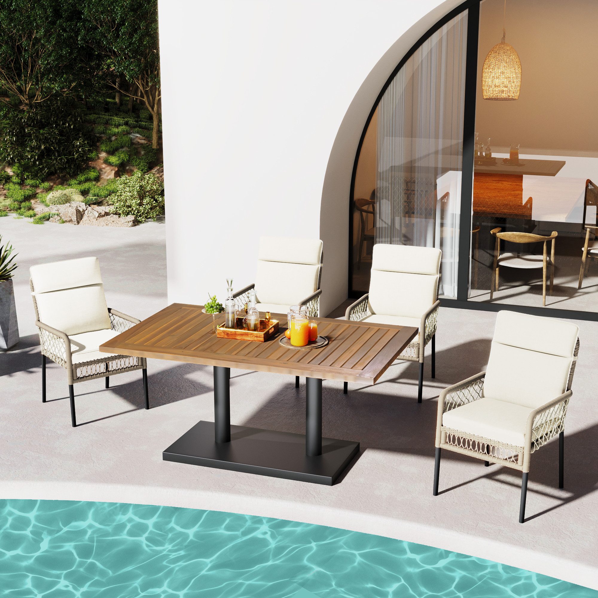OKWISH Gartenlounge-Set Esstisch- und Stuhlset für günstig online kaufen
