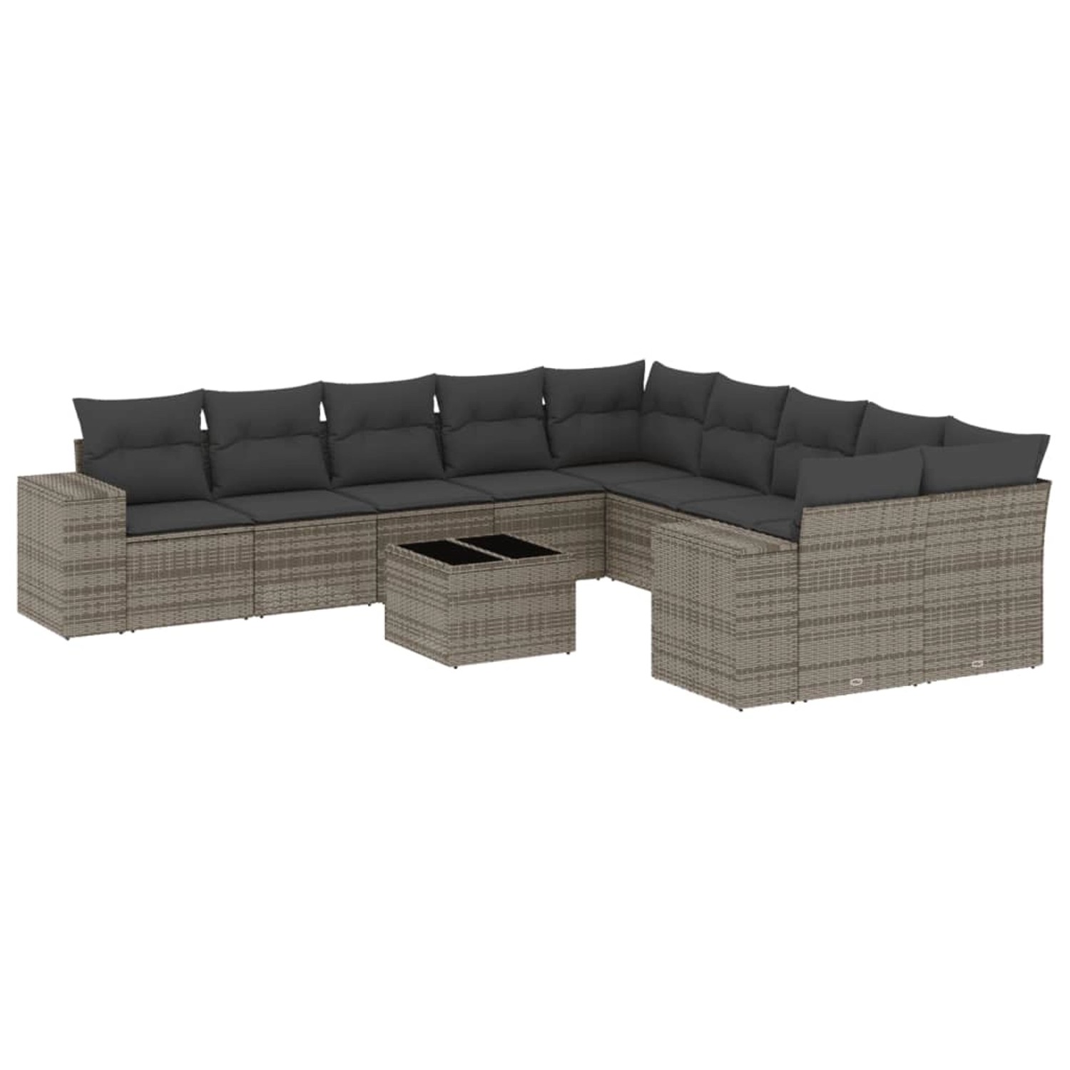 vidaXL 11-Tlg Garten-Sofagarnitur mit Kissen Grau Poly Rattan 3255457 günstig online kaufen