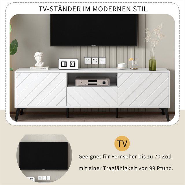 XDeer TV-Schrank 1,7 Meter langer weißer TV-Ständer mit 2 Türen und 1 Schub günstig online kaufen