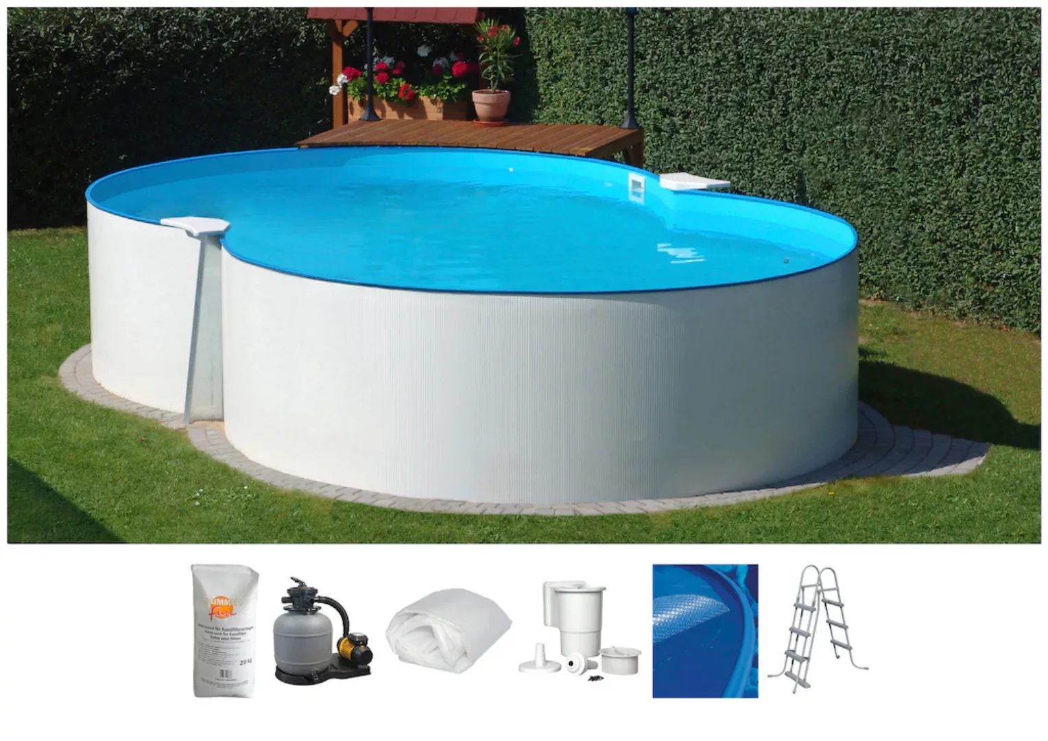 Clear Pool Achtformpool, (Set, 7 tlg.), 4,7x3x1,2 m inkl. Sicherheitsleiter günstig online kaufen