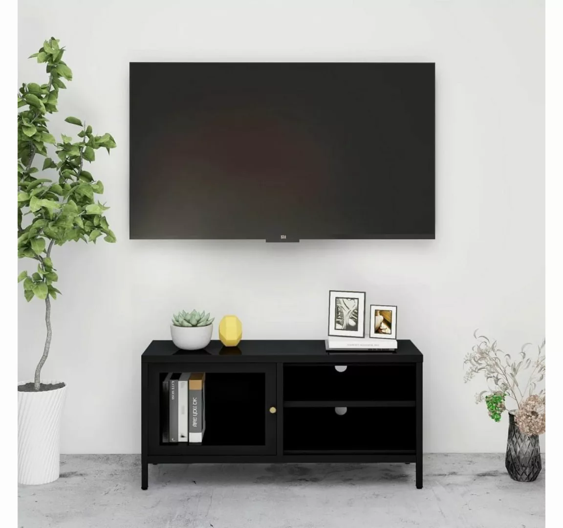vidaXL TV-Schrank TV-Schrank Schwarz 90x30x44 cm Stahl und Glas Lowboard günstig online kaufen