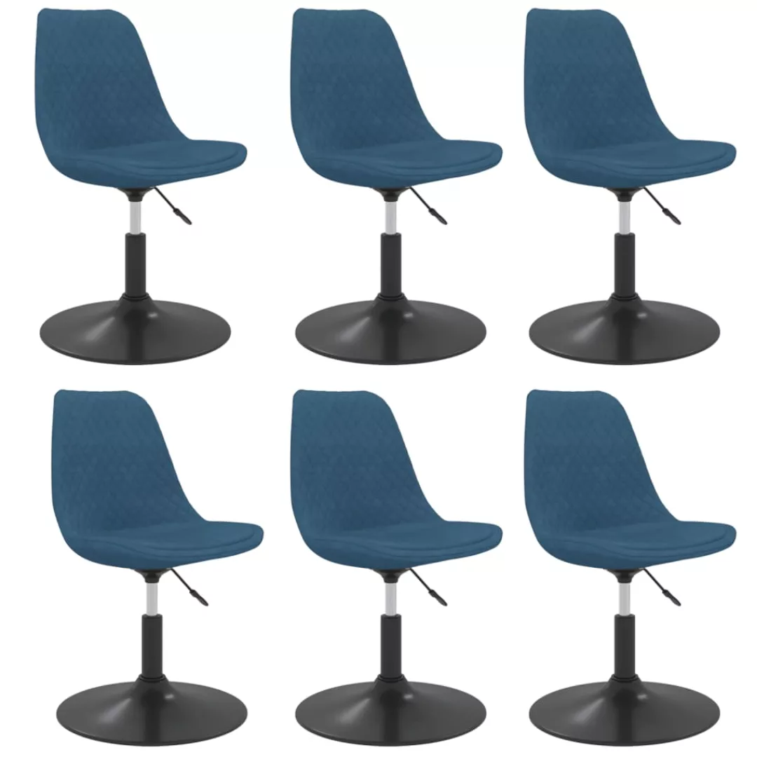Vidaxl Esszimmerstühle 6 Stk. Drehbar Blau Samt günstig online kaufen
