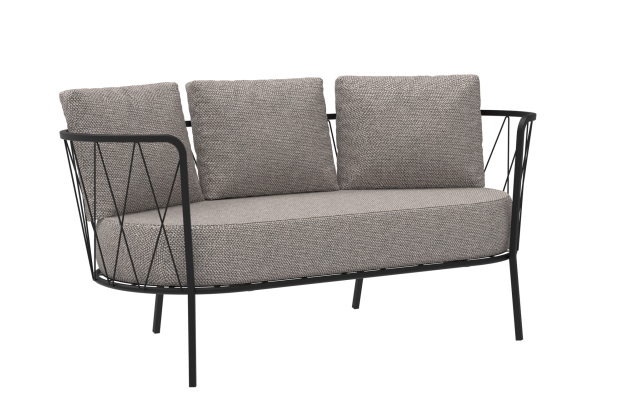 Daisy bequemes 2-Sitzer Loungesofa Outdoor schwarz grau-weiß günstig online kaufen