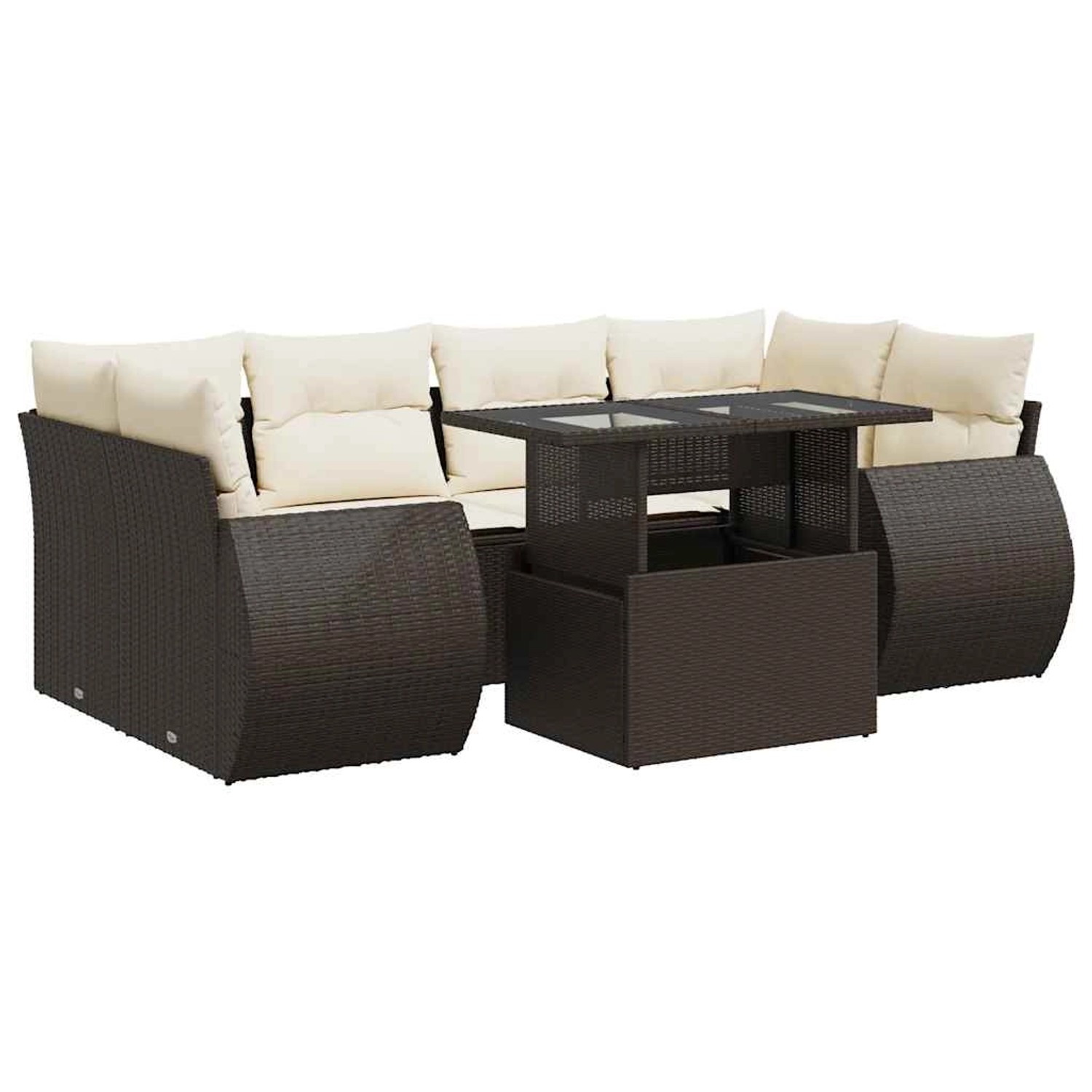 vidaXL 7-Tlg Garten-Sofagarnitur mit Kissen Braun Poly Rattan 3326594 günstig online kaufen