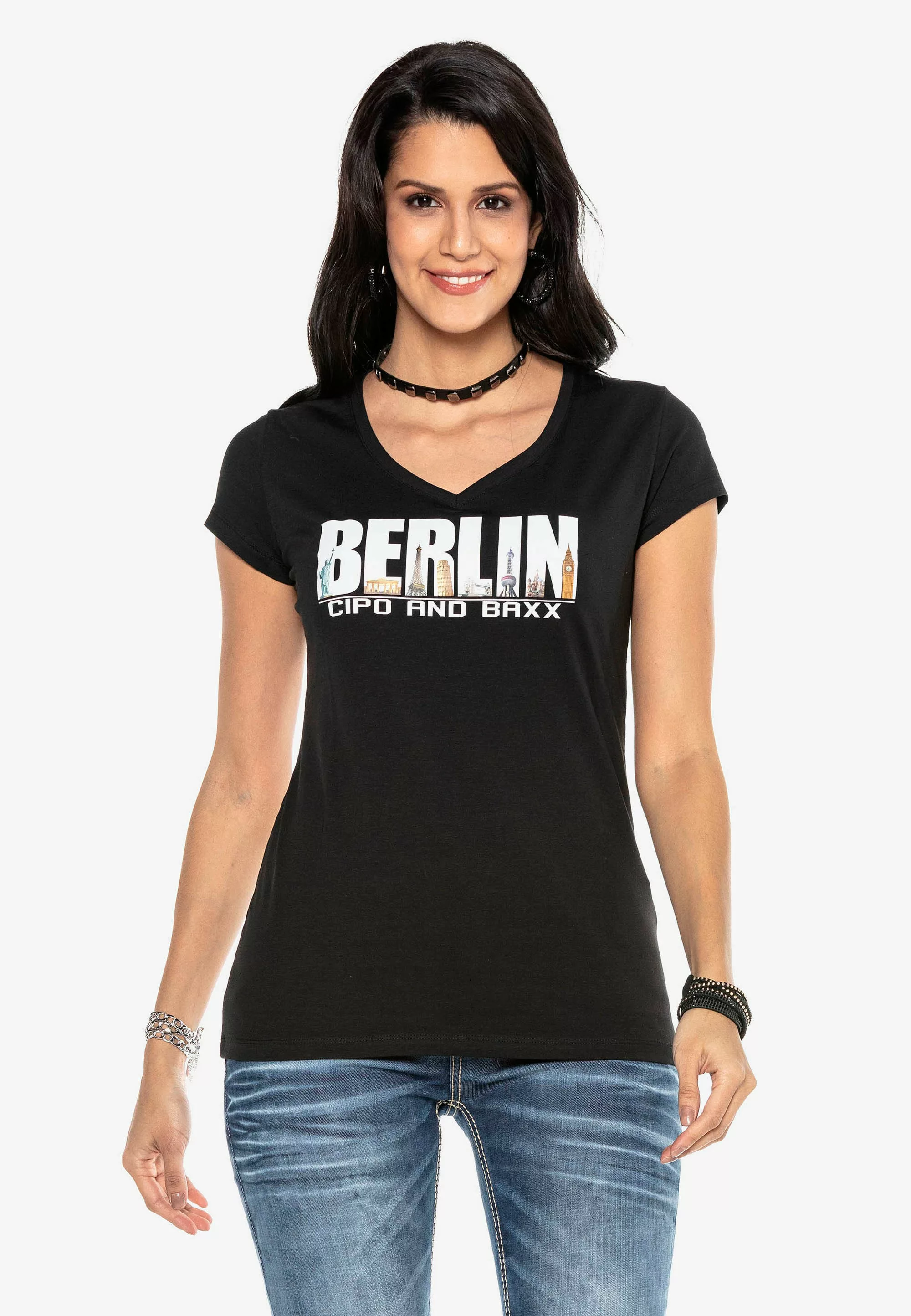 Cipo & Baxx T-Shirt, mit außergewöhnlichem Berlin-Print günstig online kaufen