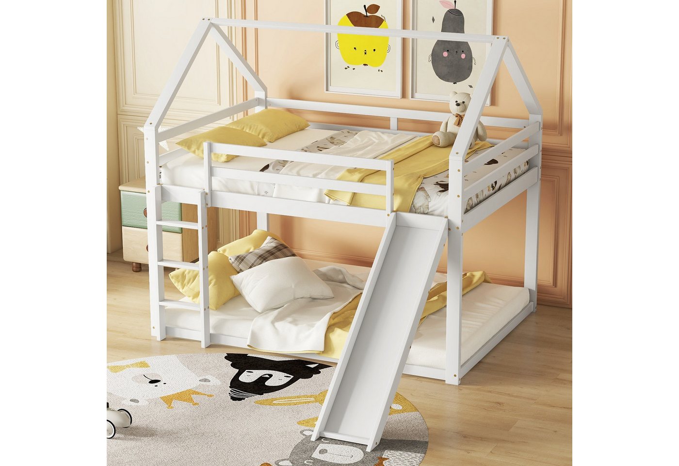 WISHDOR Kinderbett Kinderbett Hausbett Etagenbett Bett (mit Rutsche und Lei günstig online kaufen
