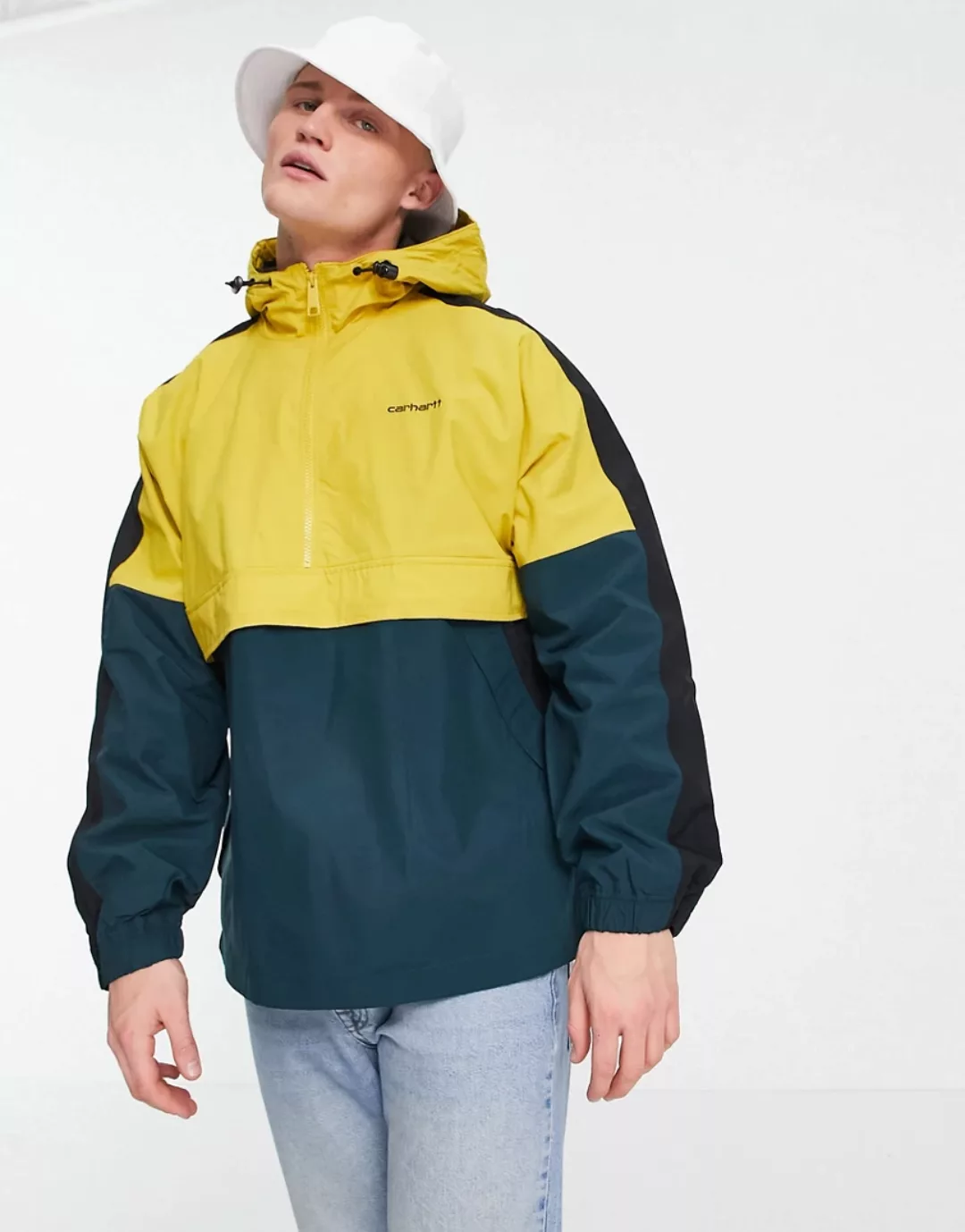 Carhartt WIP – Barnes – Jacke zum Überziehen in Gelb mit Farbblockdesign-Bl günstig online kaufen