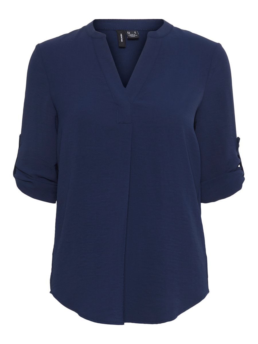 VERO MODA Fold-up Bluse Mit 3/4 Ärmeln Damen Blau günstig online kaufen
