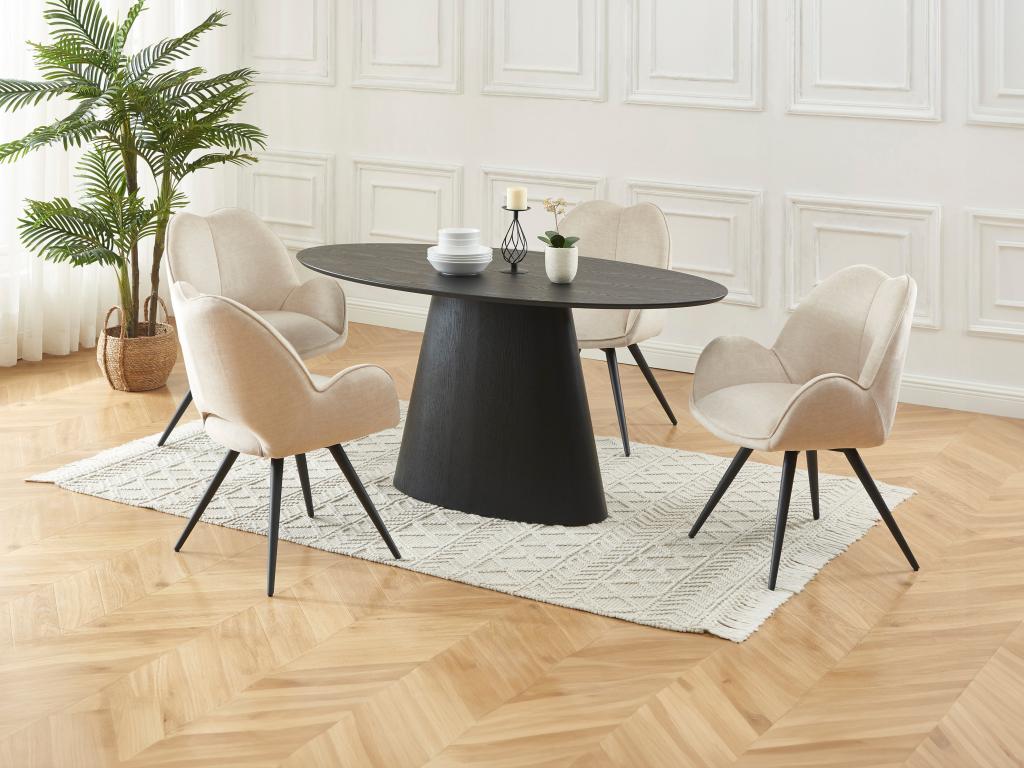 Esstisch - 6 Personen - MDF - Schwarz - ANTELADA günstig online kaufen