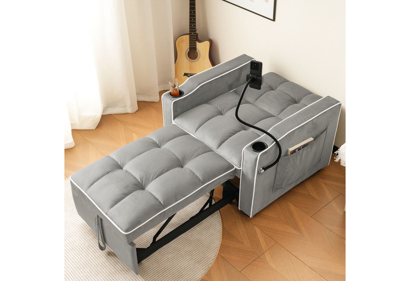 BlingBin Schlafsofa 3-in-1 Ausziehbares Einzel-Sofa-Liegestuhl, 1 Teile, Sa günstig online kaufen