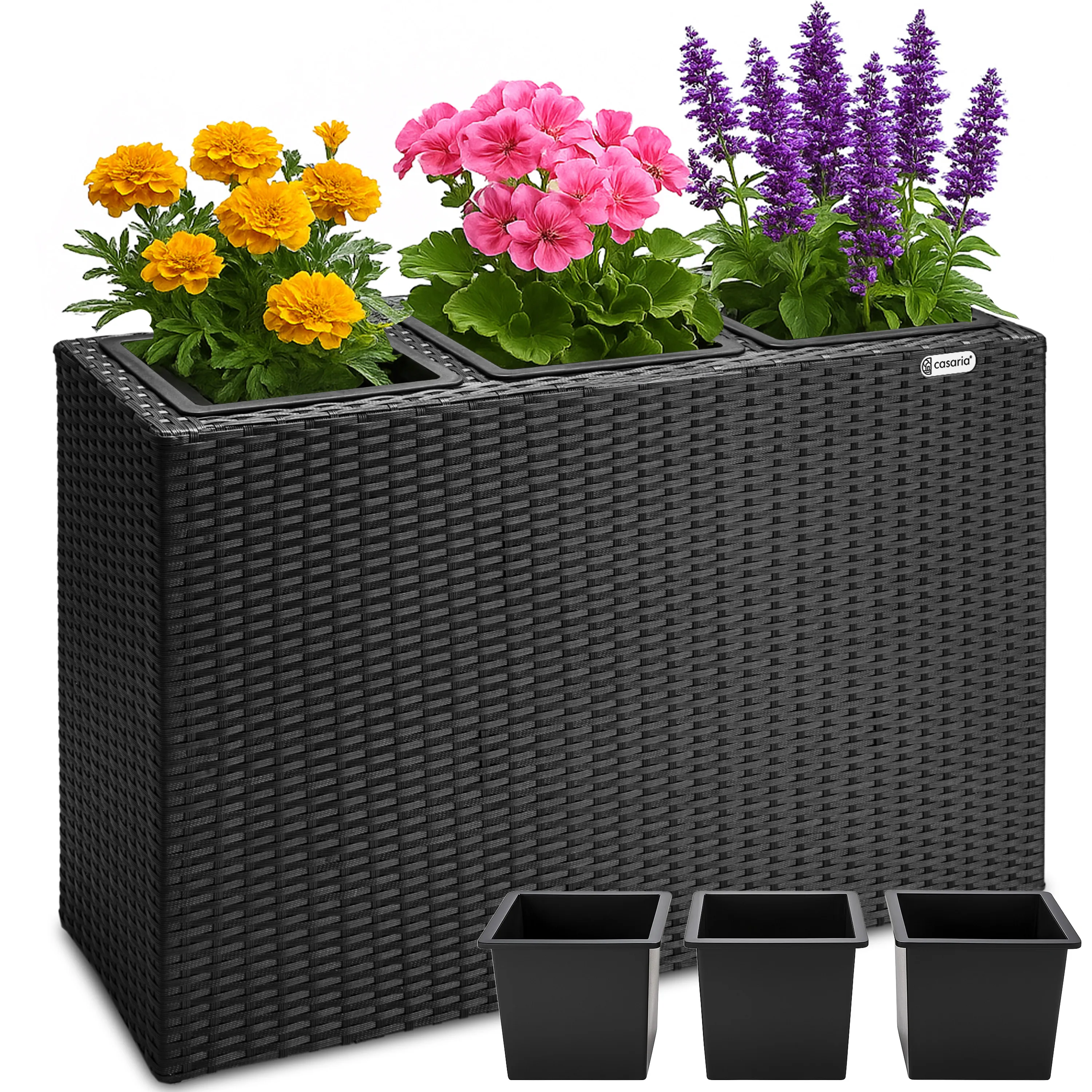Polyrattan Blumentopf Schwarz 83x30,5x60cm günstig online kaufen