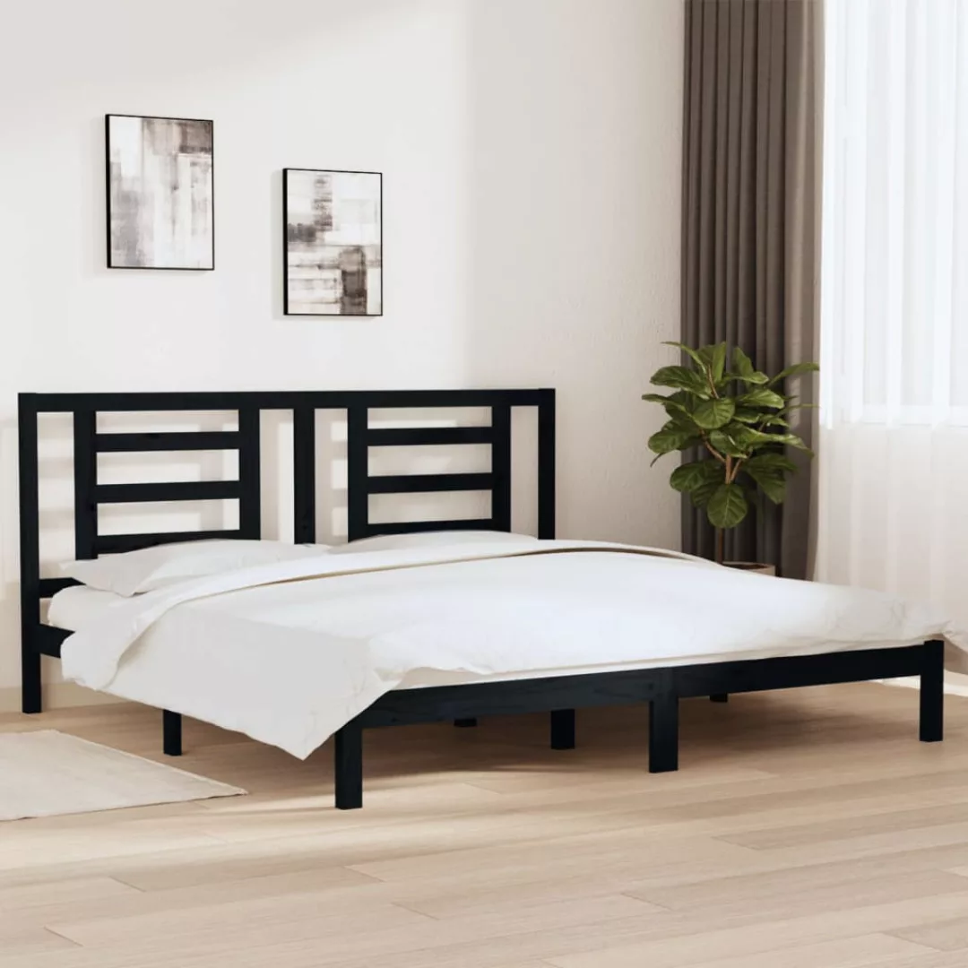 vidaXL Bettgestell Massivholzbett Schwarz Kiefer 200x200 cm Bett Bettgestel günstig online kaufen
