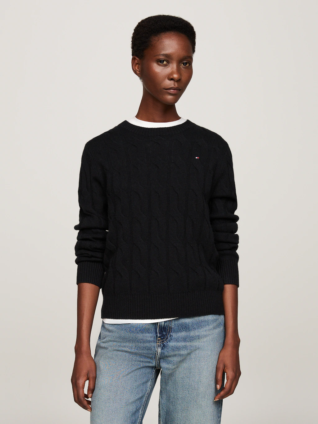 Tommy Hilfiger Strickpullover "SOFT WOOL CABLE C-NK", mit Zopfmuster, aus r günstig online kaufen