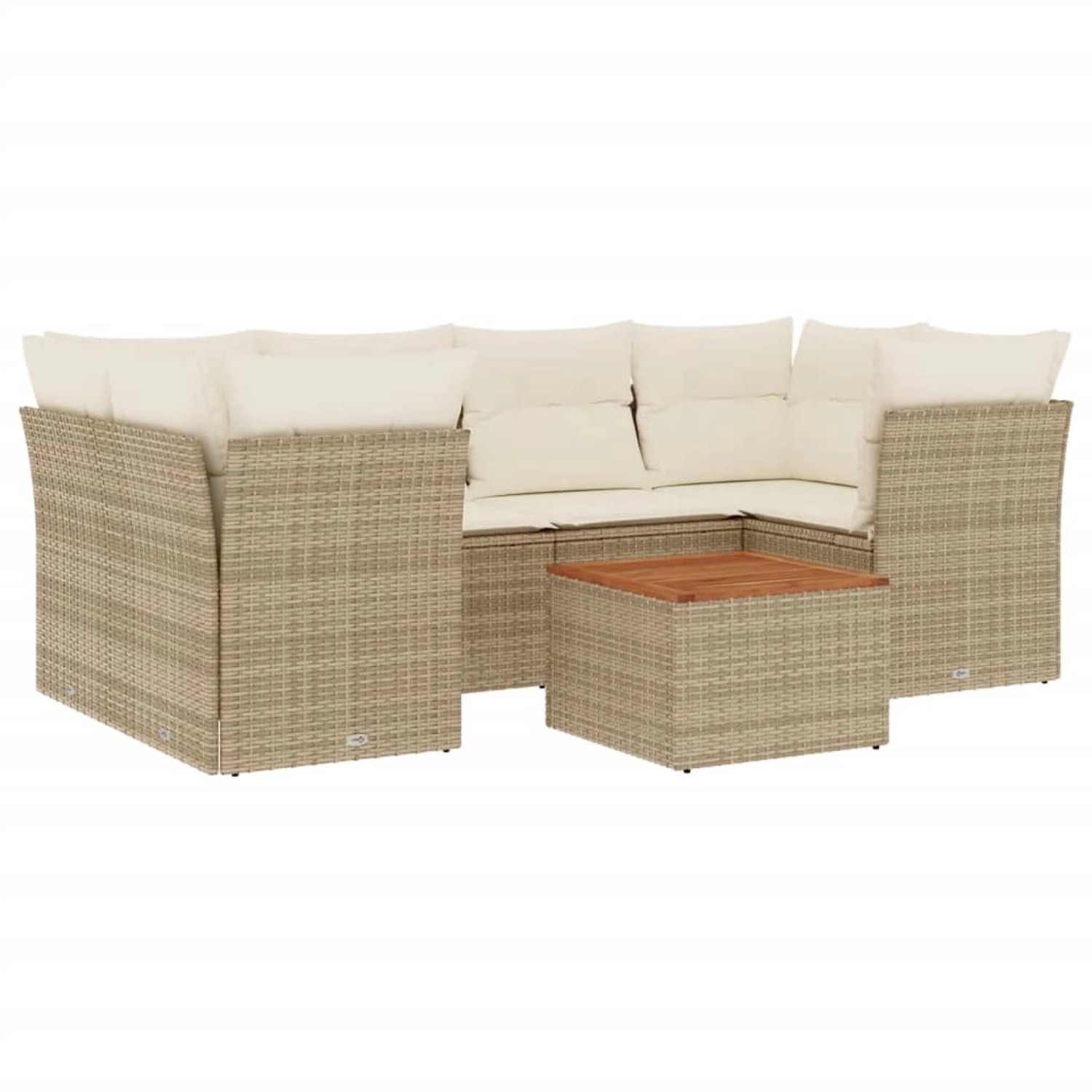 vidaXL 7-Tlg Garten-Sofagarnitur mit Kissen Beige Poly Rattan 3223496 günstig online kaufen