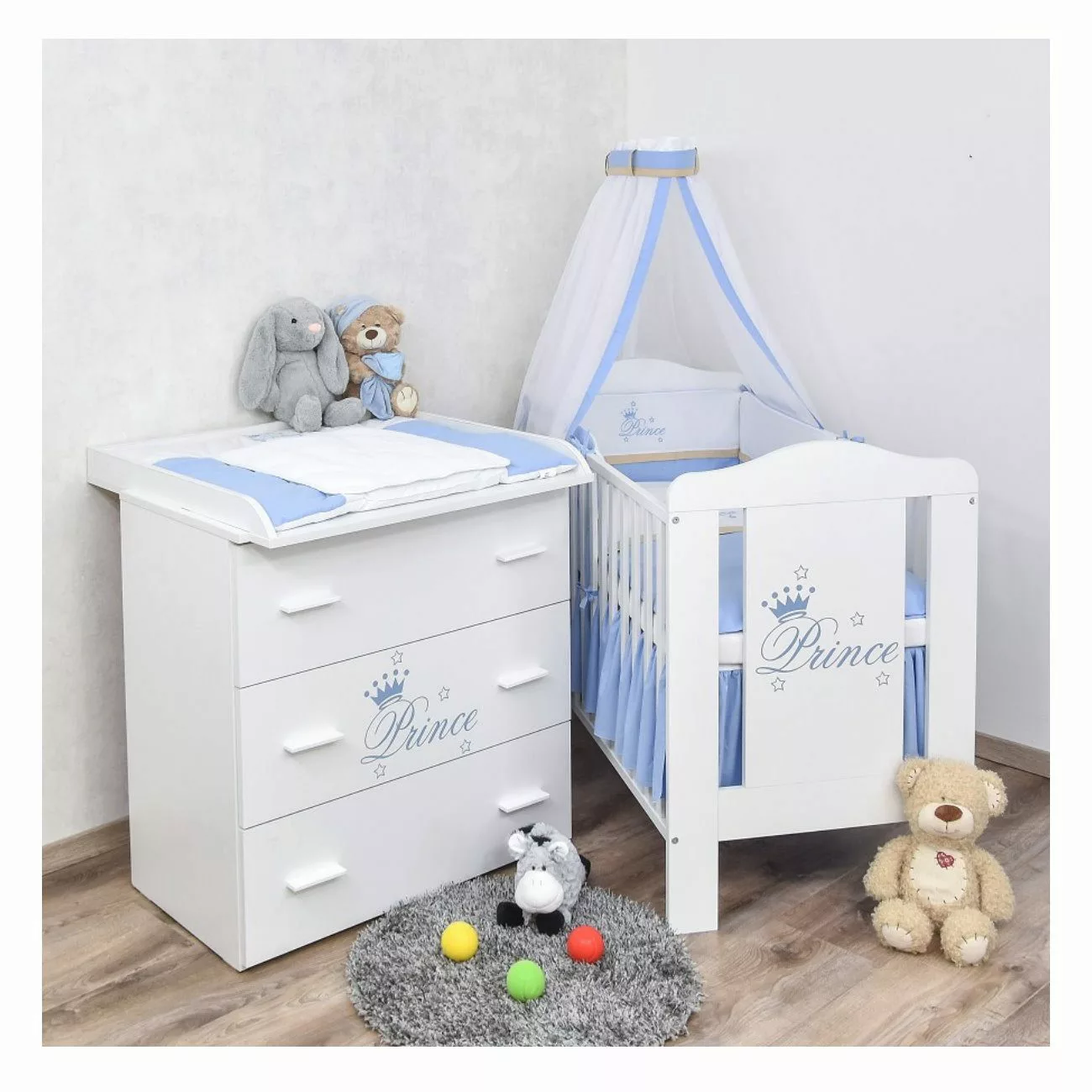 Baby-Delux Babyzimmer-Komplettset Babyzimmer Prince, (13-tlg), Babybett günstig online kaufen