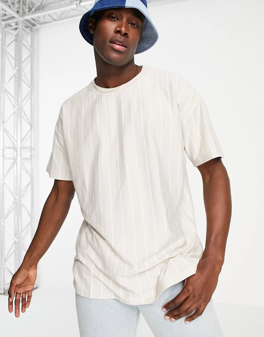 New Look – Oversize-T-Shirt in Stein-Neutral günstig online kaufen