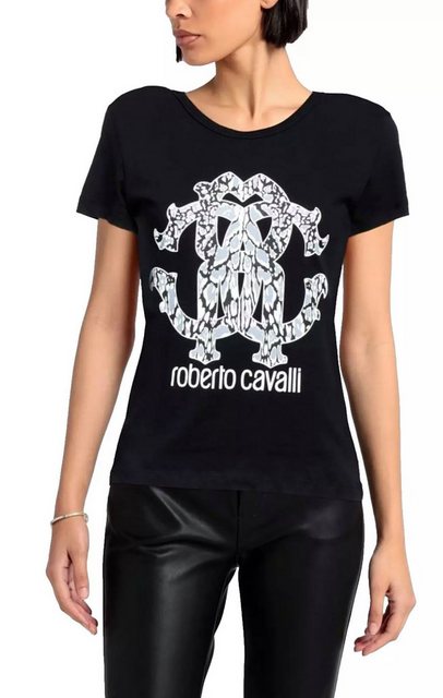 roberto cavalli T-Shirt Firenze RC Monogram Print Logo Slim Fir Scoop-Neck- günstig online kaufen