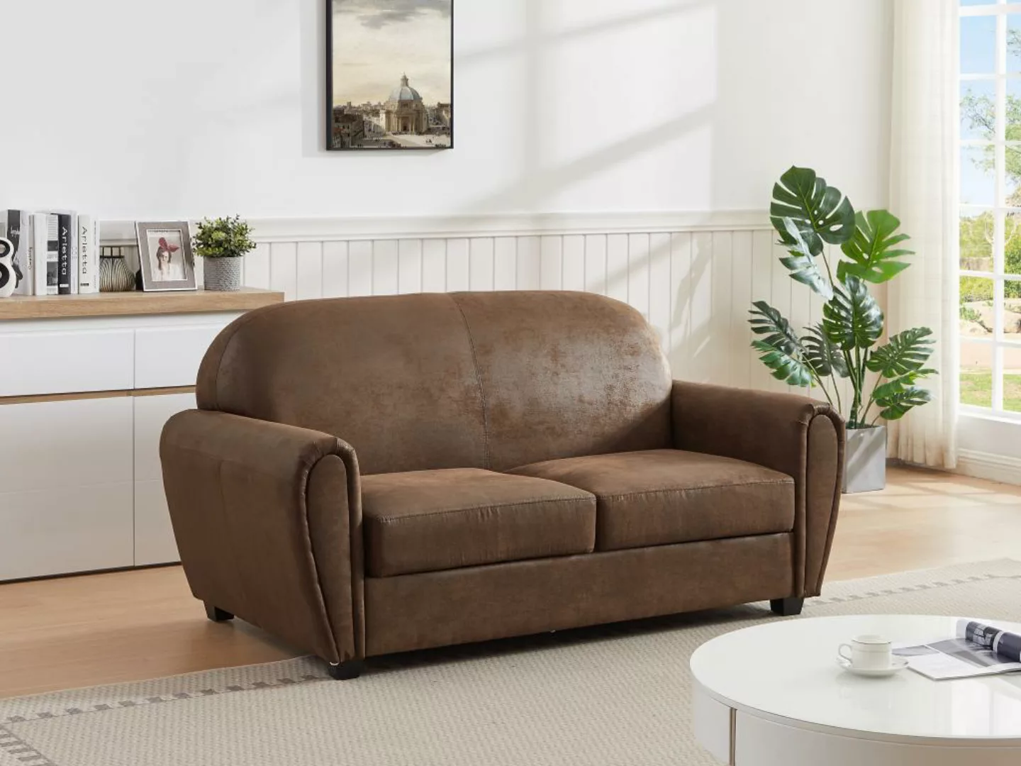 Clubsofa 3-Sitzer - Microfaser - Braun - VICTORY III günstig online kaufen