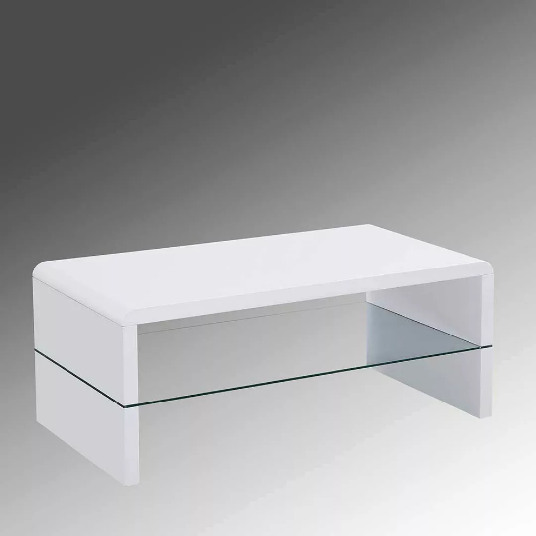 Sofa Tisch weiß modern 110 cm breit Hochglanz günstig online kaufen