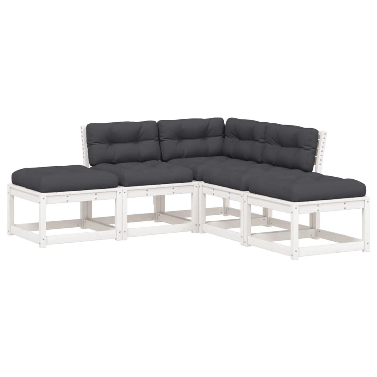 vidaXL 5-Tlg Garten-Sofagarnitur mit Kissen Weiß Massivholz Kiefer 3216966 günstig online kaufen