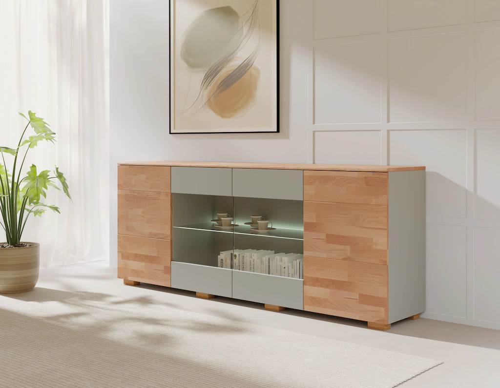 Home affaire Sideboard "Citra teilmassiv", Breite 200cm,moderne grifflose O günstig online kaufen