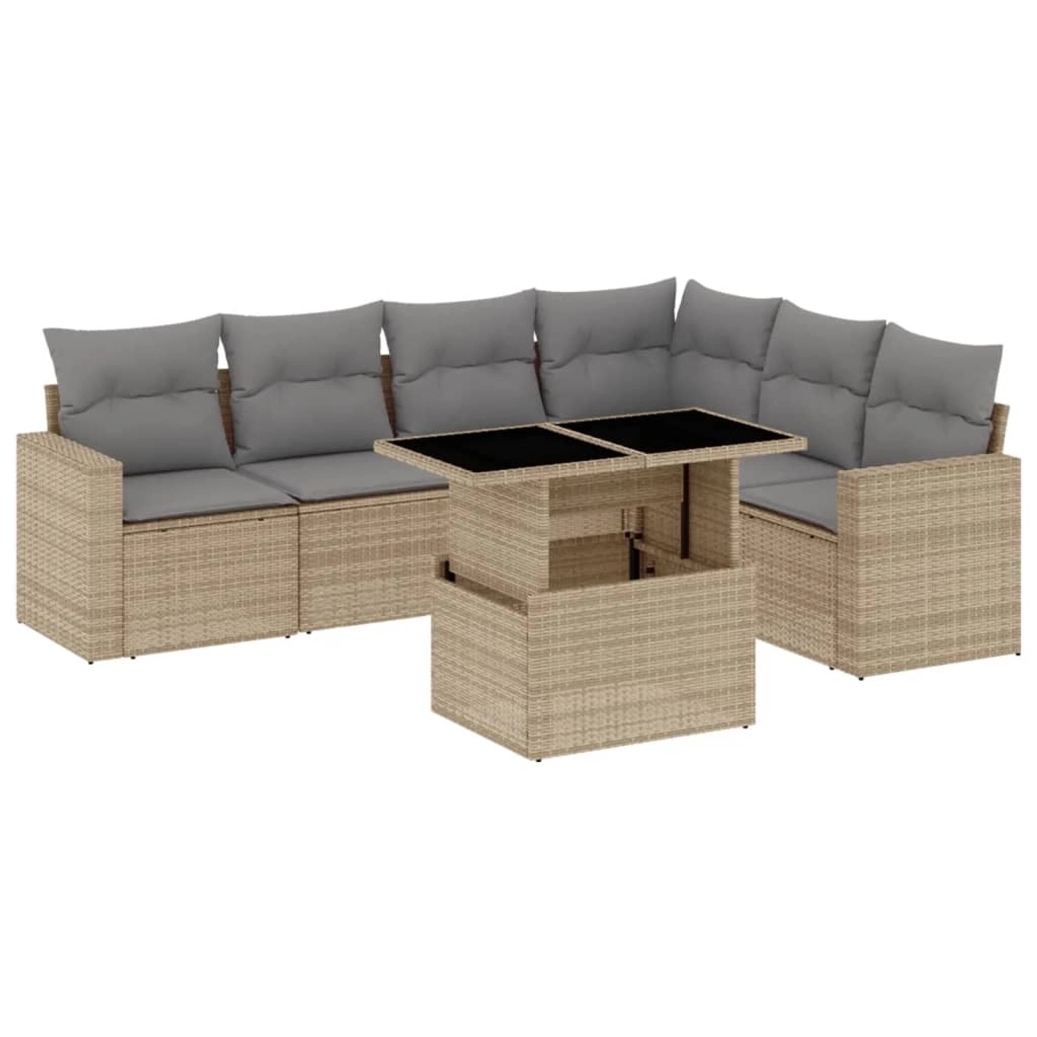 vidaXL 7-tlg Garten-Sofagarnitur mit Kissen Beige Poly Rattan Modell 370 günstig online kaufen