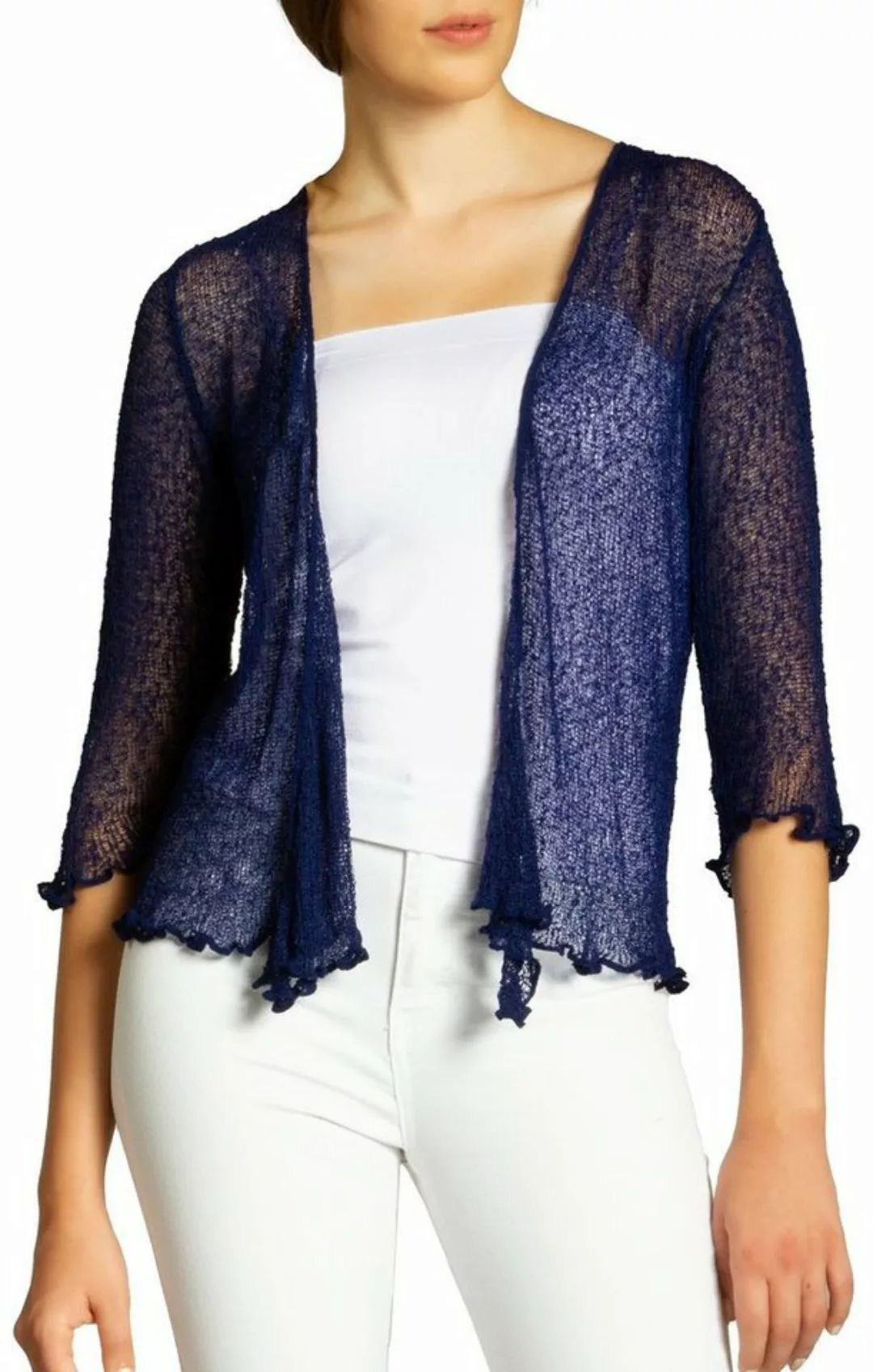 Caspar Strickjacke STJ022 angenehm leichter Damen Sommer Bolero mit 3/4 Arm günstig online kaufen