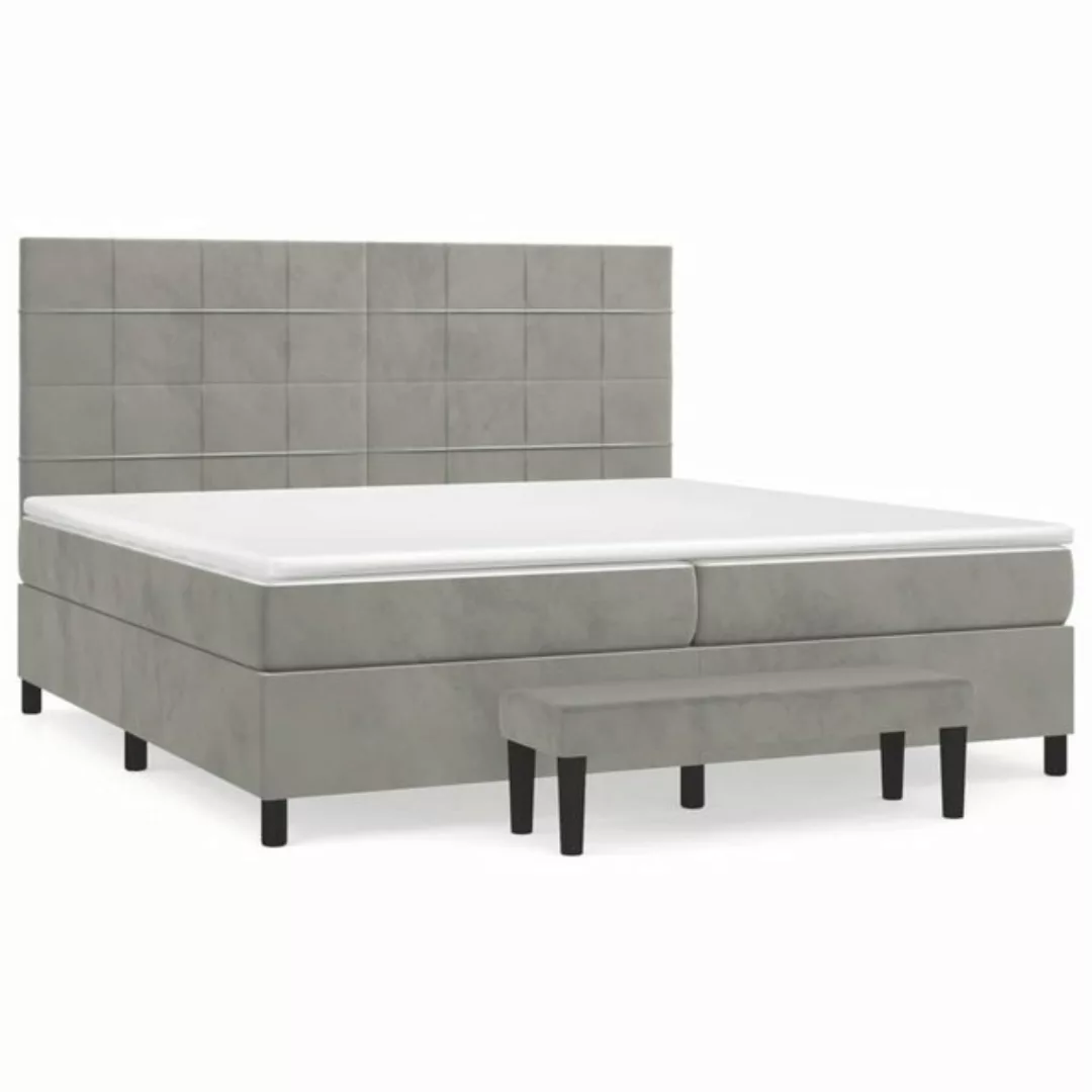 furnicato Bettgestell Boxspringbett mit Matratze Hellgrau 200x200 cm Samt ( günstig online kaufen