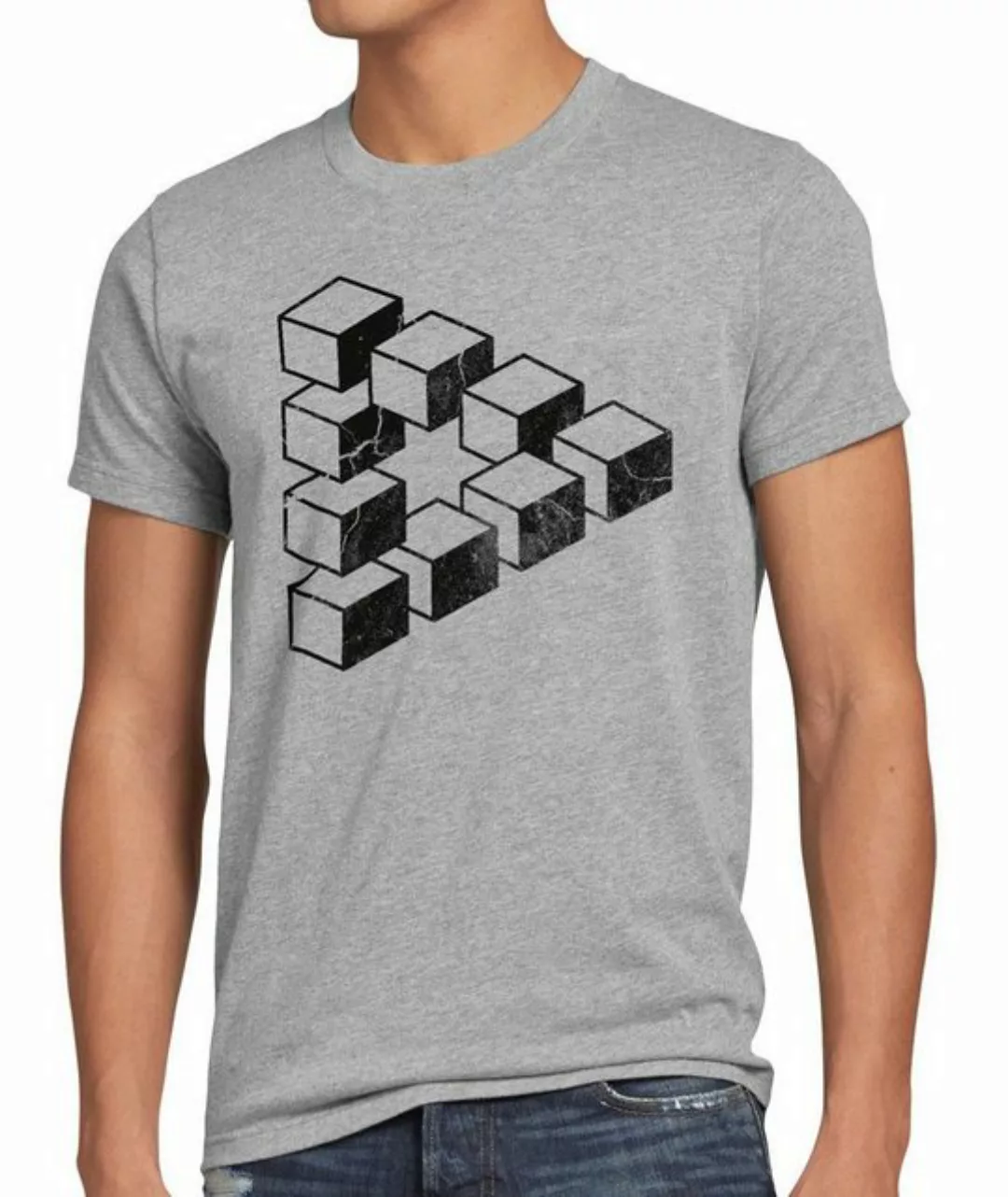 Print-Shirt Herren T-Shirt Cube Big Sheldon würfel Escher Cooper Penrose Dr günstig online kaufen