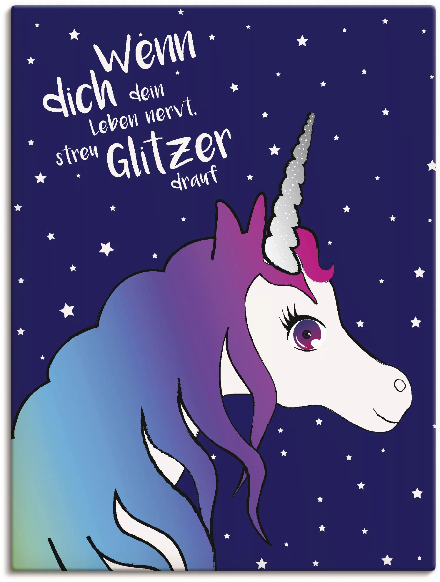 Artland Wandbild »Einhorn streu Glitzer auf dein Leben«, Animal Fantasy, (1 günstig online kaufen