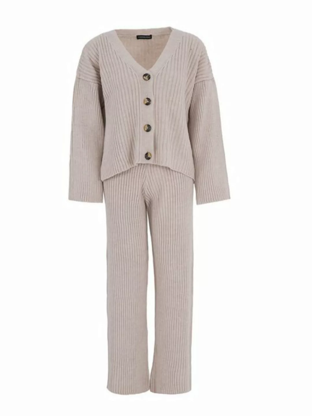 Freshlions Langarmshirt & Hose Freshlions Cardigan Pants Set beige One Size günstig online kaufen