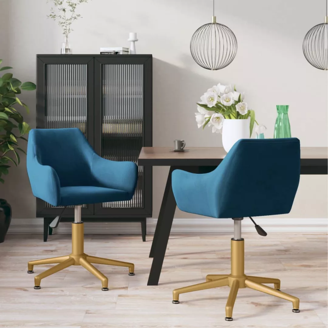Vidaxl Esszimmerstühle 2 Stk. Drehbar Blau Samt günstig online kaufen