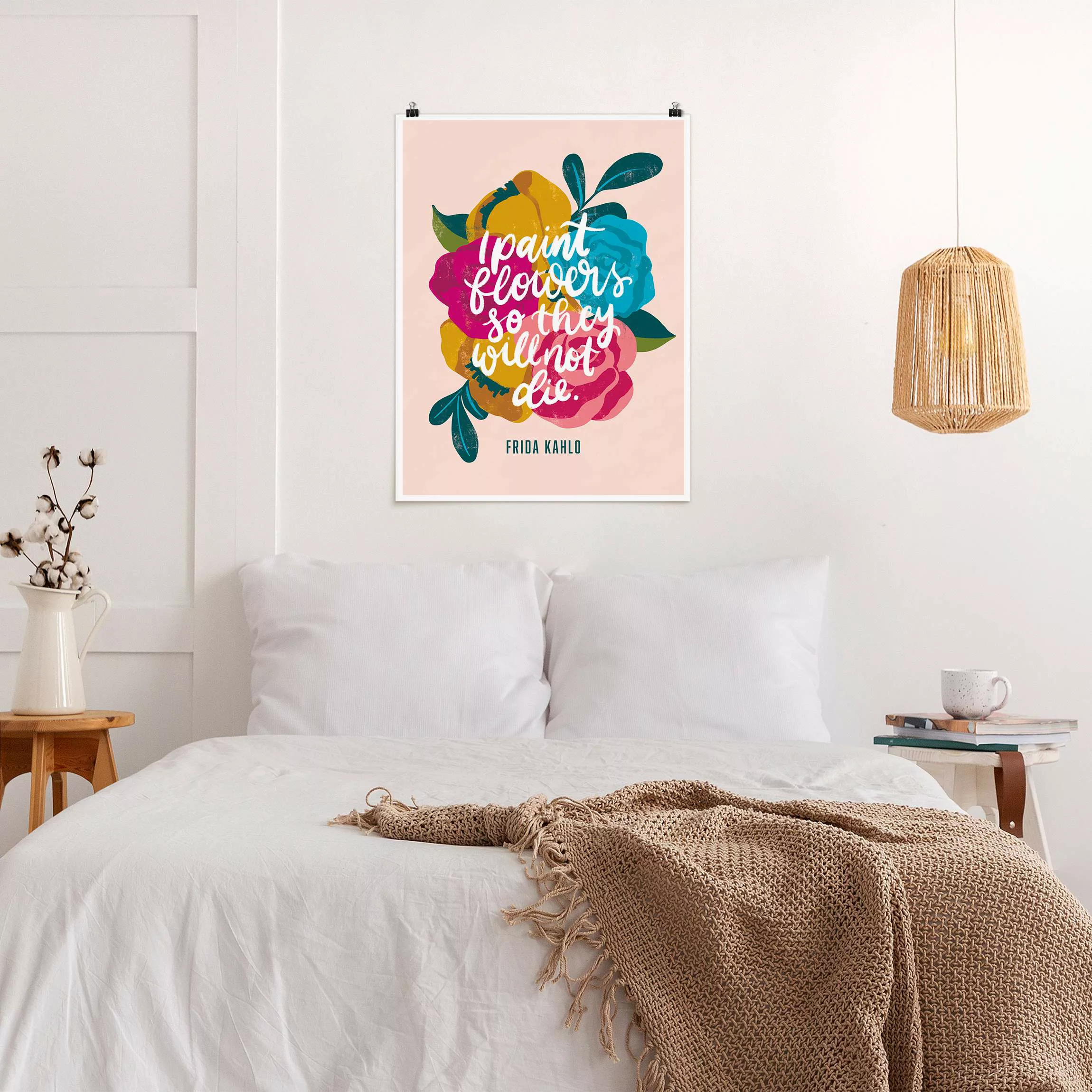Poster Frida Zitat mit Blumen günstig online kaufen