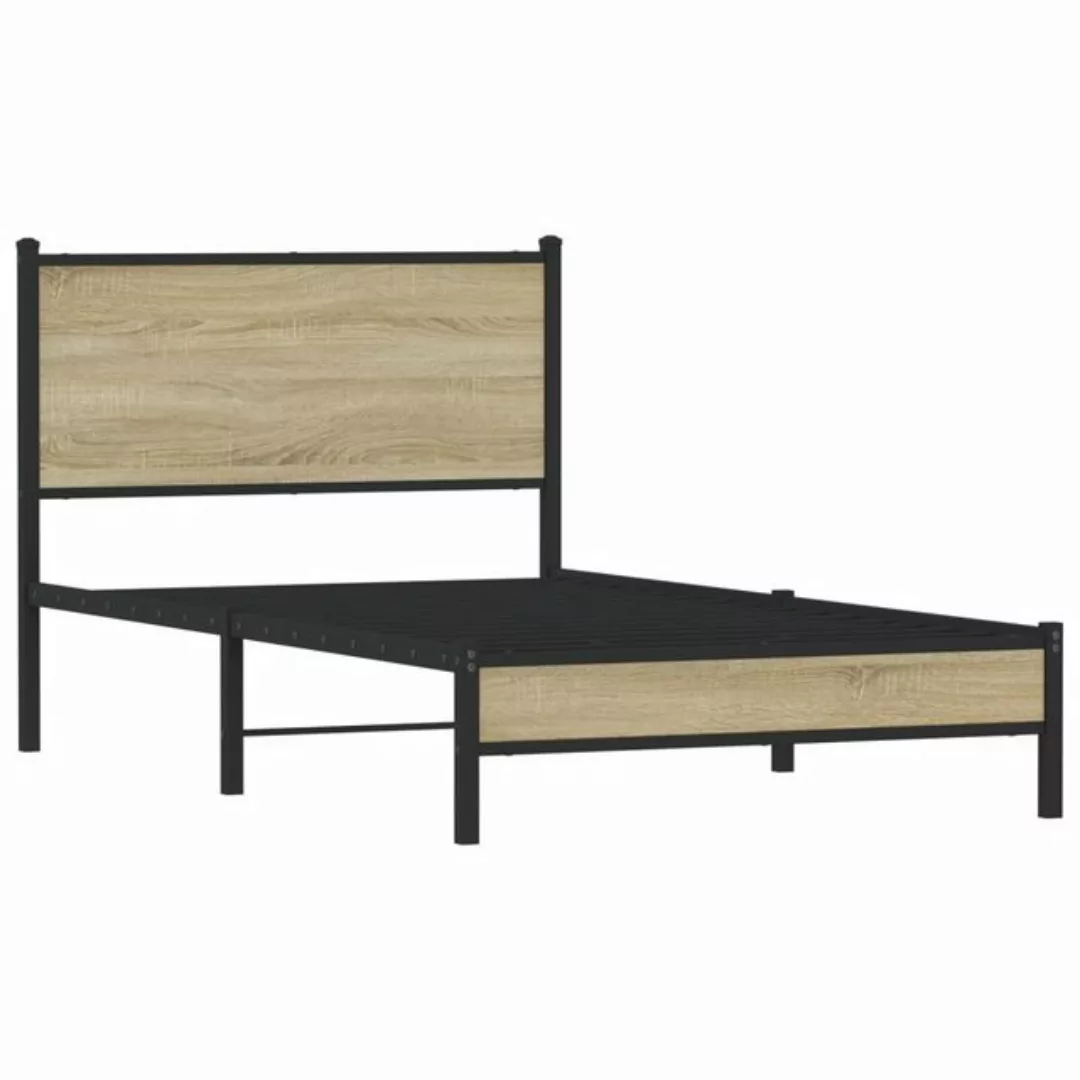 vidaXL Bett Metallbett ohne Matratze Sonoma-Eiche 100x200 cm günstig online kaufen