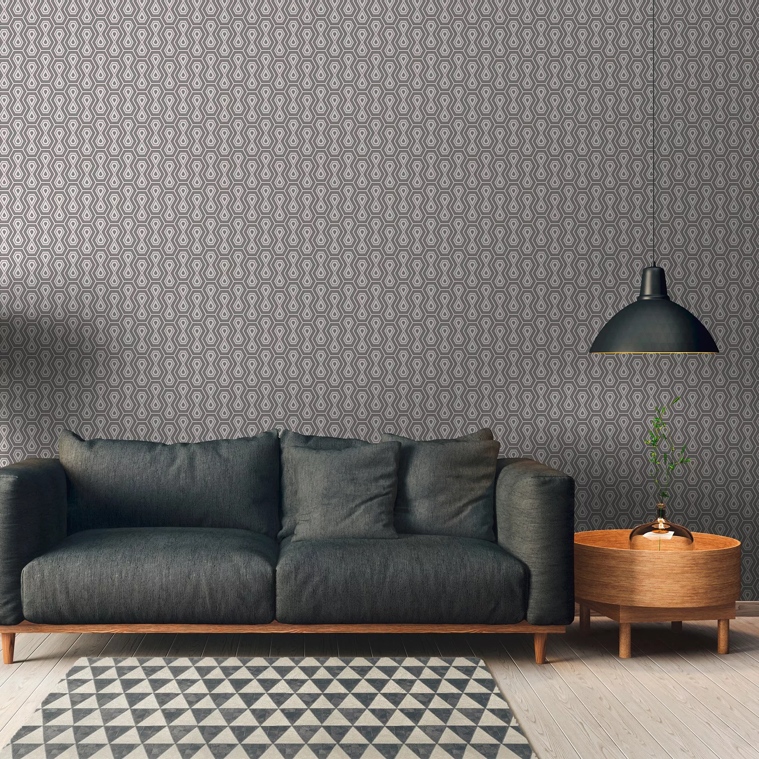 Bricoflor Vlies Mustertapete Geometrisch Retro Tapete in Grau Weiß Rosa für günstig online kaufen
