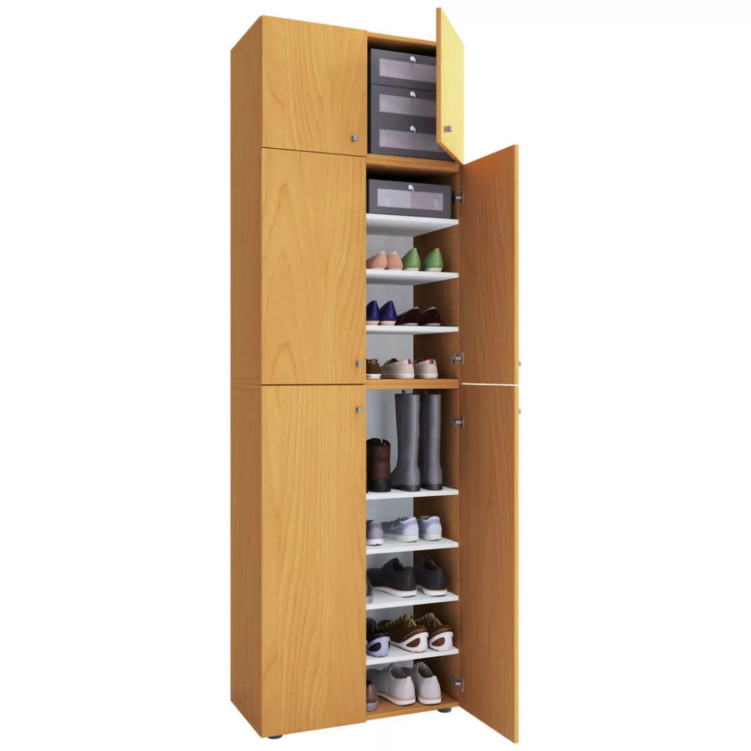 Schuhschrank Lona buche Nachbildung weiß B/H/T: ca. 70x223x39 cm günstig online kaufen