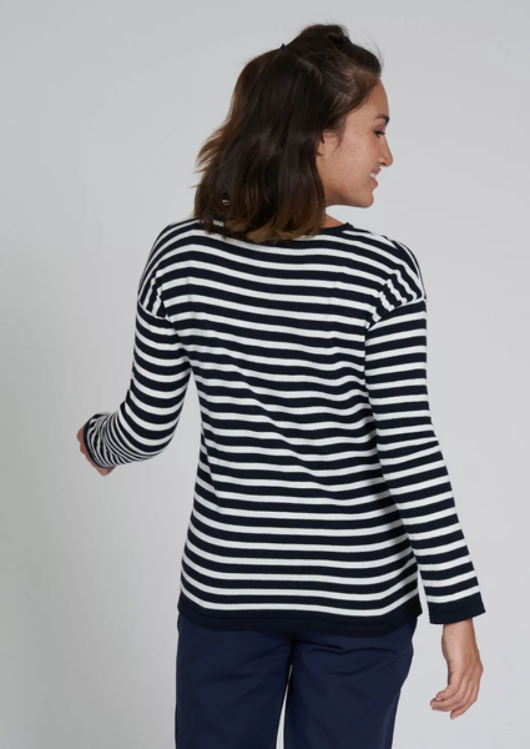 Gestreifter Damen Strickpullover Aus Bio Baumwolle | Knit Crewneck #Stripes günstig online kaufen