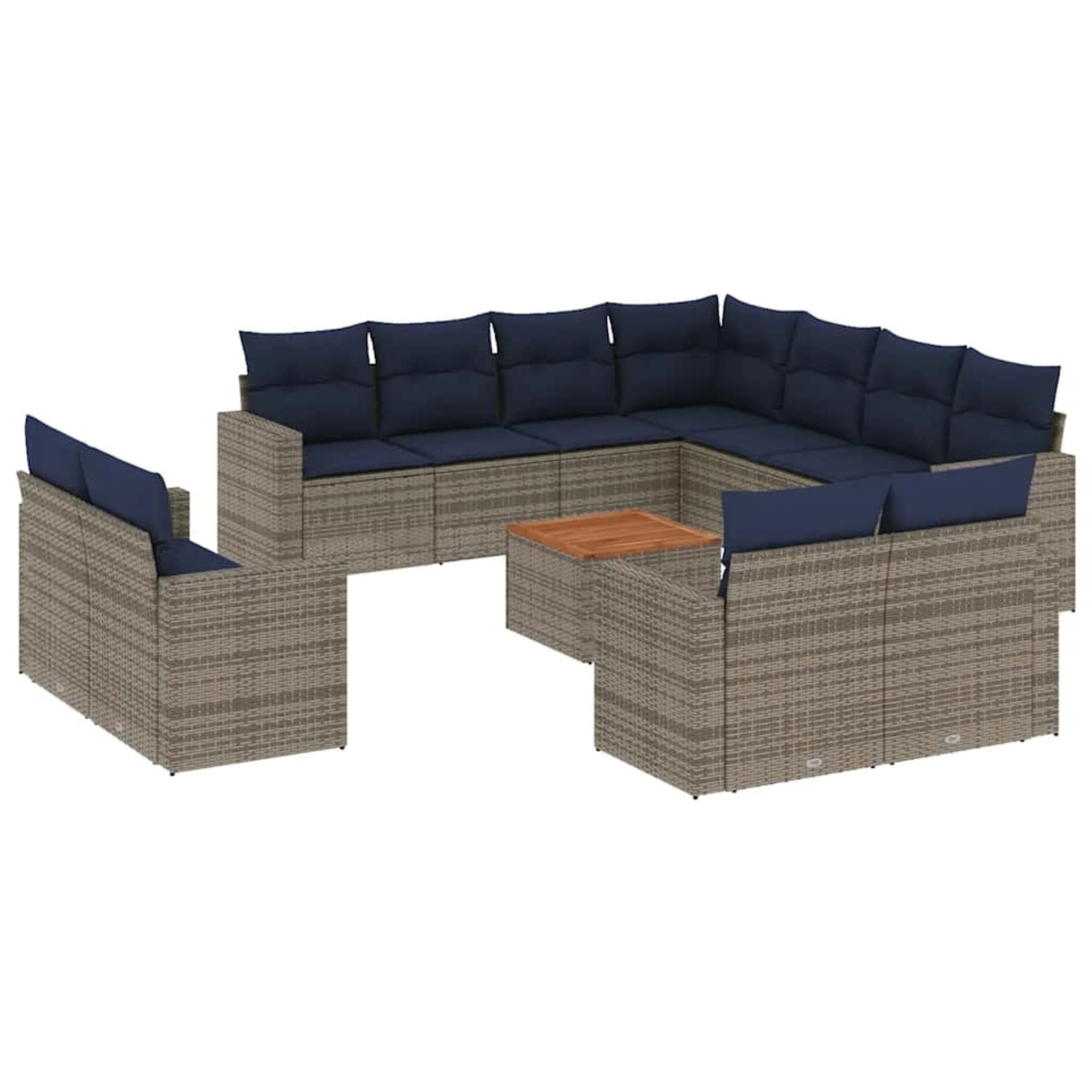 vidaXL 12-Tlg Garten-Sofagarnitur mit Kissen Grau Poly Rattan 3256719 günstig online kaufen