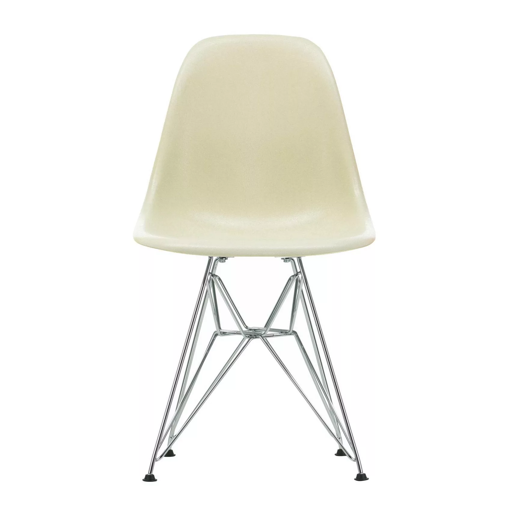 Vitra - Eames Fiberglass Side Chair DSR verchromt - Pergament/Sitzschale Fi günstig online kaufen