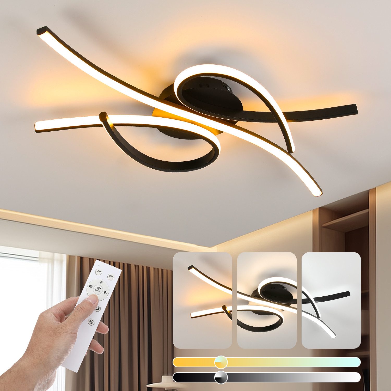 WILGOON Deckenleuchte LED Deckenleuchten Dimmbar Wohnzimmer günstig online kaufen