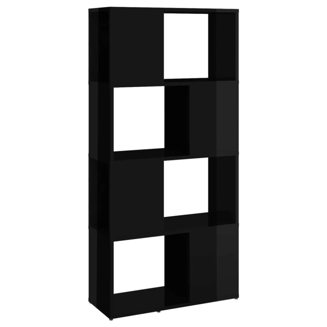 Bücherregal Raumteiler Hochglanz-schwarz 60x24x124,5 Cm günstig online kaufen